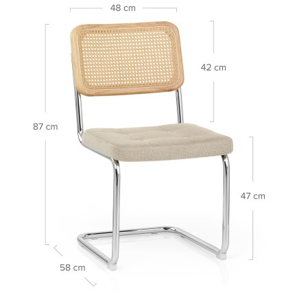 Cala Dining Chair Cream Fabric Dimensions