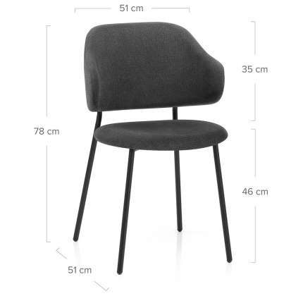 Brodie Dining Chair Charcoal Fabric Dimensions