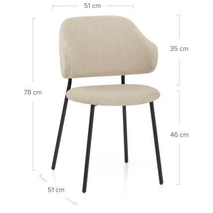 Brodie Dining Chair Cream Fabric Dimensions