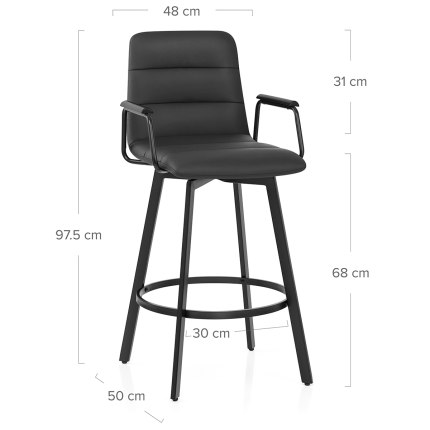 Marco Stool Black Arms & Black Leather Dimensions