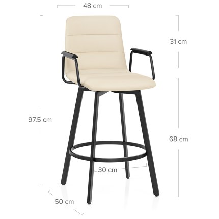 Marco Stool Black Arms & Cream Leather Dimensions