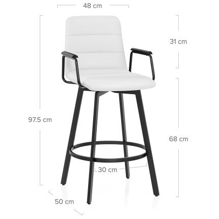 Marco Stool Black Arms & White Leather Dimensions