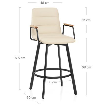 Marco Stool Oak Arms & Cream Leather Dimensions