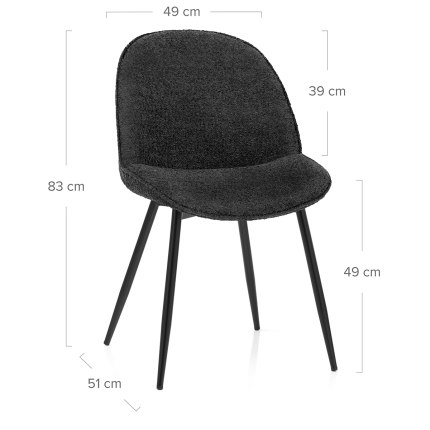 Mia Dining Chair Black Fabric Dimensions
