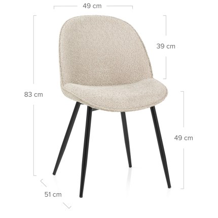 Mia Dining Chair Cream Fabric Dimensions