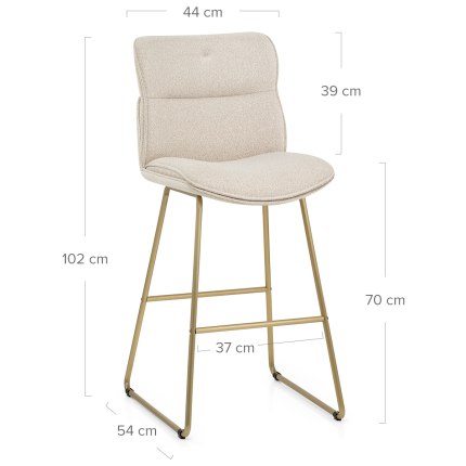 Finley Gold Stool Champagne Boucle Dimensions
