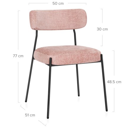 Diana Chair Pink Fabric Dimensions