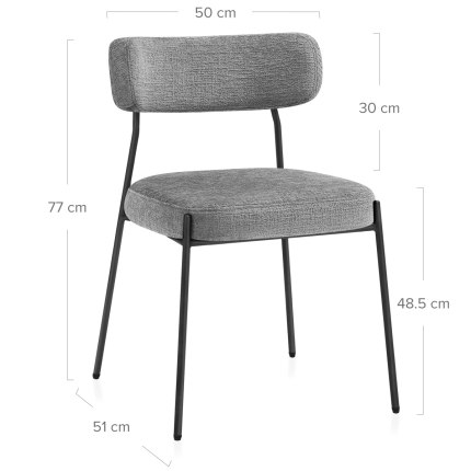 Diana Chair Grey Fabric Dimensions