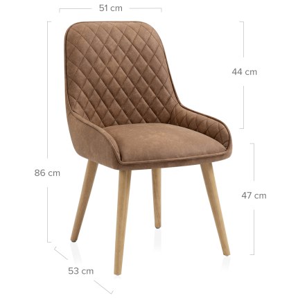 Azure Oak Dining Chair Tan Dimensions