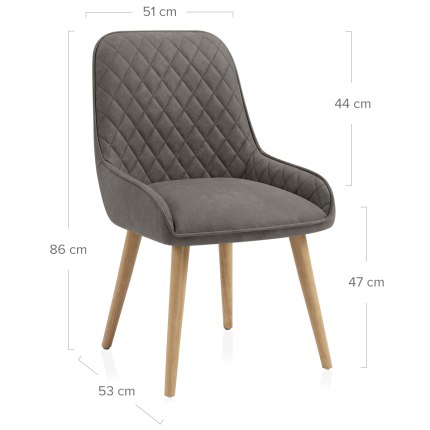 Azure Oak Dining Chair Grey Dimensions