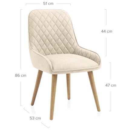 Azure Oak Dining Chair Beige Dimensions