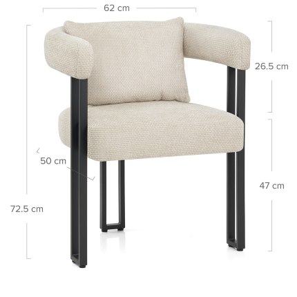 Gigi Chair & Cushion Cream Fabric Dimensions