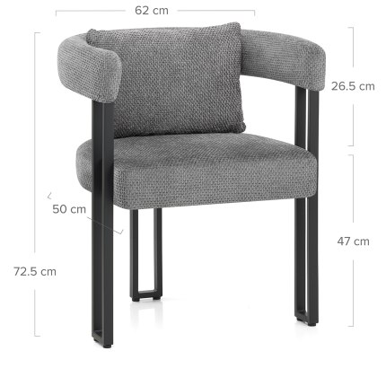 Gigi Chair & Cushion Grey Fabric Dimensions