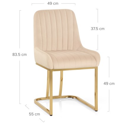 Paget Chair Champagne Velvet Dimensions