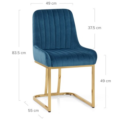 Paget Chair Blue Velvet Dimensions