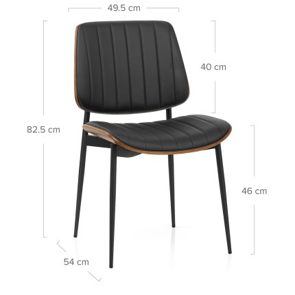 Lara Dining Chair Black & Walnut Dimensions