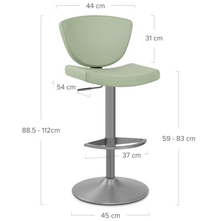 Pearl Real Leather Stool Green Dimensions