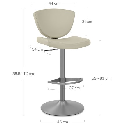 Pearl Real Leather Stool Taupe Dimensions