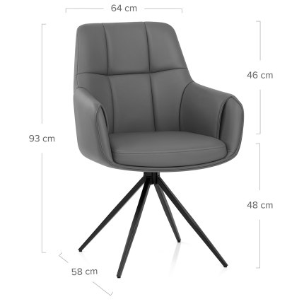 Nina Chair Dark Grey Dimensions