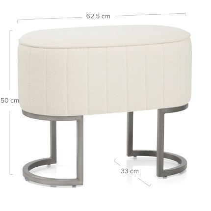 Duet Brushed Graphite Stool Beige Fabric Dimensions