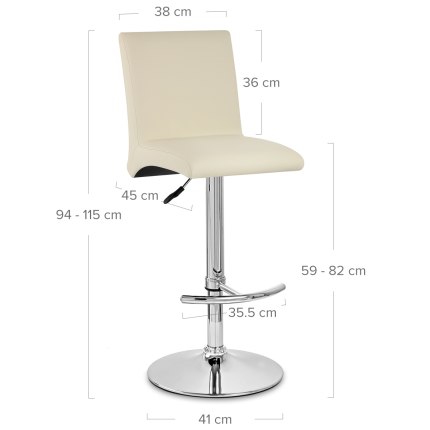 Deluxe High Back Stool Cream Dimensions
