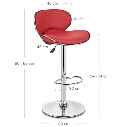 Duo Bar Stool Red Dimensions