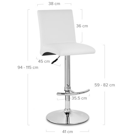 Deluxe High Back Stool White Dimensions