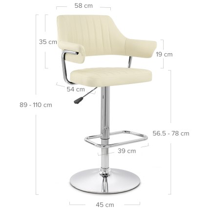 Skyline Bar Chair Cream Dimensions