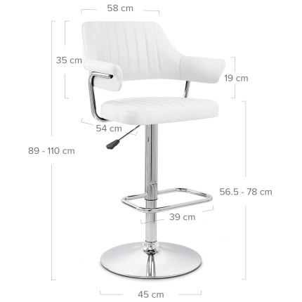 Skyline Bar Chair White Dimensions