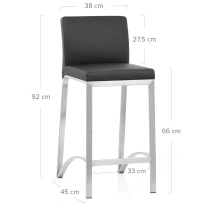 Leah Brushed Real Leather Stool Black Dimensions