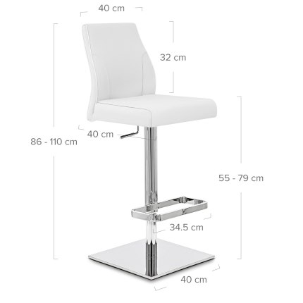 Martello Real Leather Stool White Dimensions