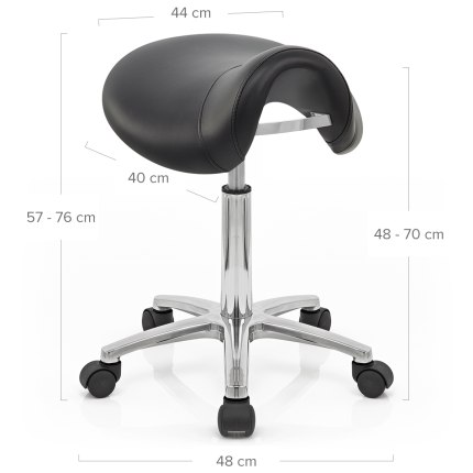 Deluxe Saddle Stool Black Dimensions