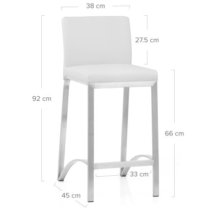 Leah Brushed Real Leather Stool White Dimensions