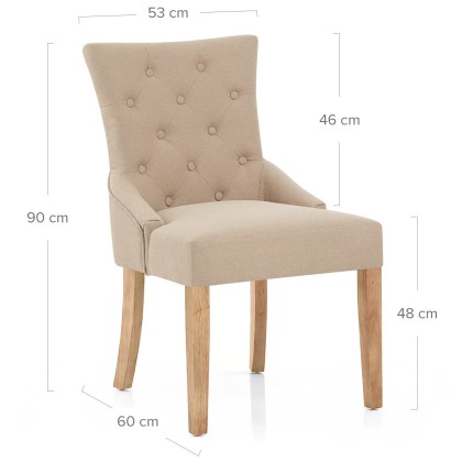 Verdi Chair Oak & Beige Dimensions