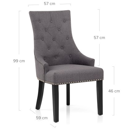Ascot Dining Chair Charcoal Fabric Dimensions
