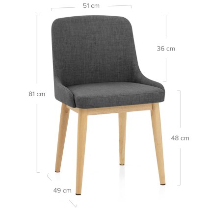 Jersey Dining Chair Oak & Charcoal Dimensions