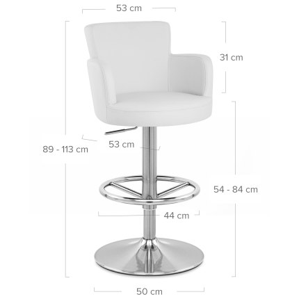 Chateau Brushed Bar Stool White Dimensions