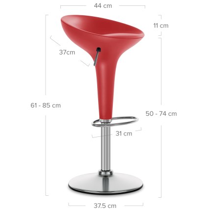 Bombo Bar Stool Red Dimensions