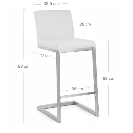 Ace Brushed Steel Stool White Dimensions