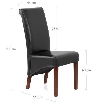 Carlo Walnut Chair Black Leather Dimensions