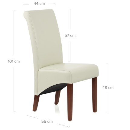 Carlo Walnut Chair Cream Leather Dimensions