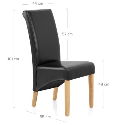Carlo Oak Chair Black Leather Dimensions