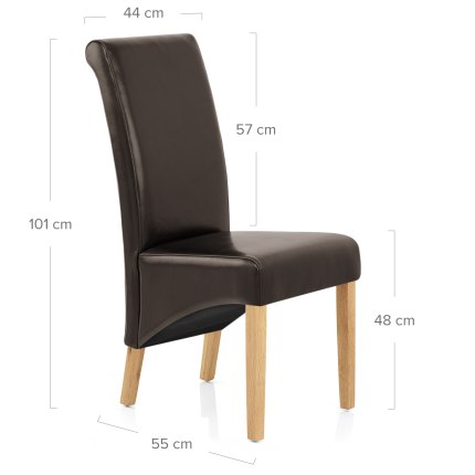 Carlo Oak Chair Brown Leather Dimensions