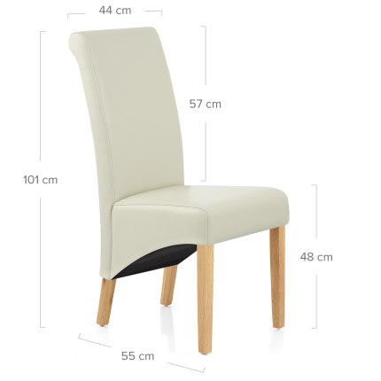 Carlo Oak Chair Cream Leather Dimensions