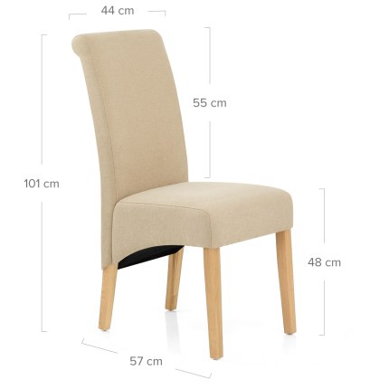 Carlo Oak Chair Beige Fabric Dimensions