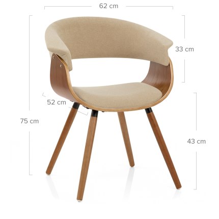 Grafton Dining Chair Walnut & Beige Dimensions