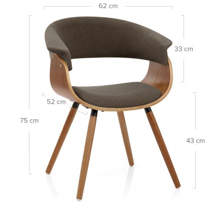 Grafton Dining Chair Walnut & Brown Dimensions