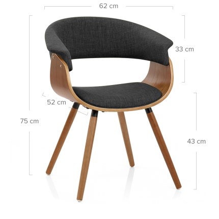 Grafton Dining Chair Walnut & Grey Dimensions