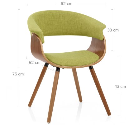 Grafton Dining Chair Walnut & Green Dimensions