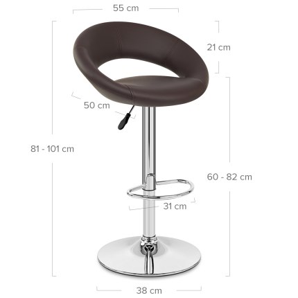 Padded Crescent Bar Stool Brown Dimensions